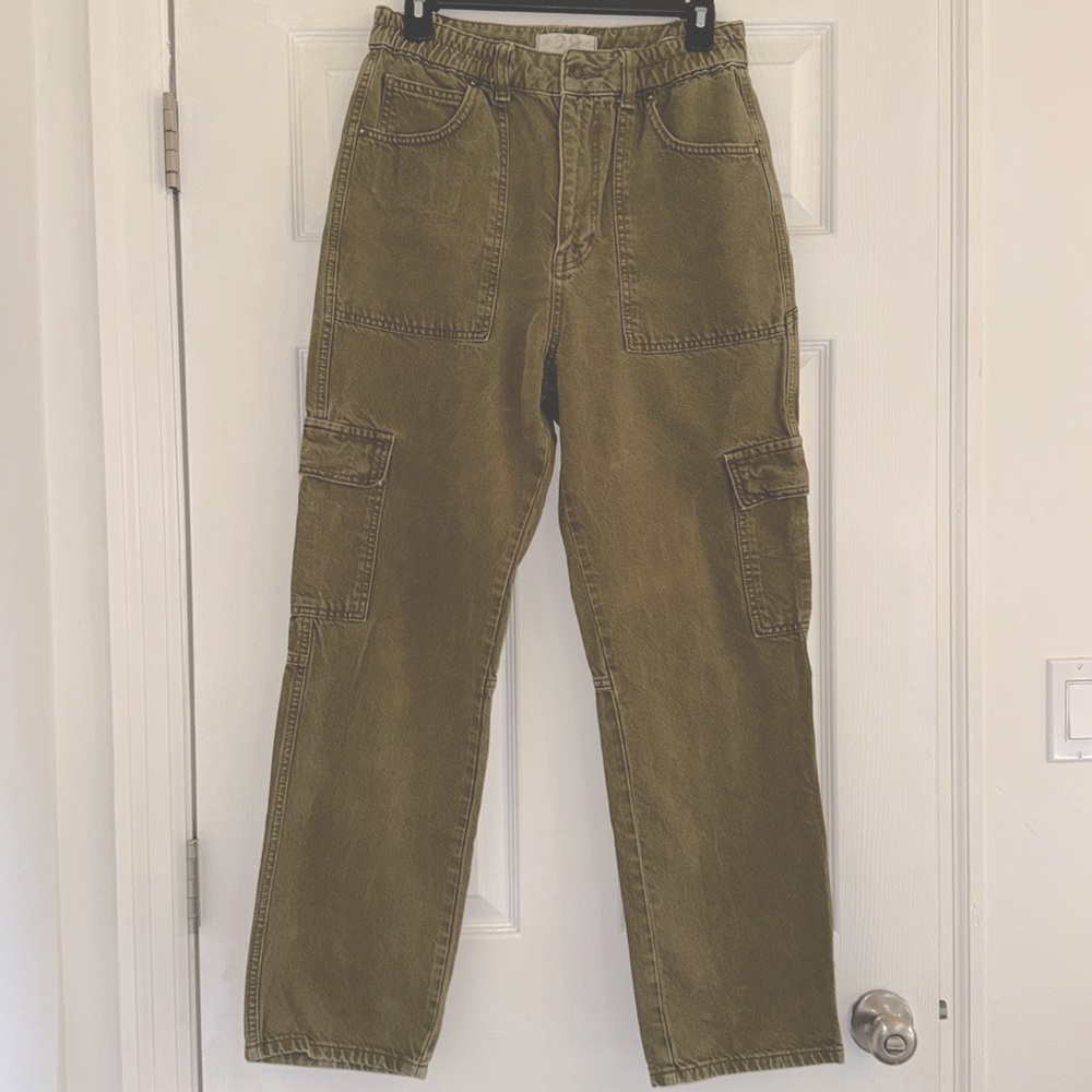 Free People Army Green Cargo Jeans